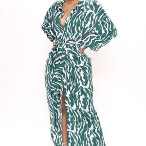 Safari Vibes Maxi Dress - Green/combo - 1X